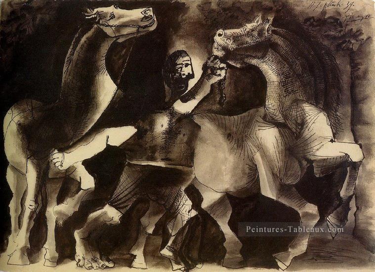 Chevaux et personnage 1939 Cubisme Peintures à l'huile